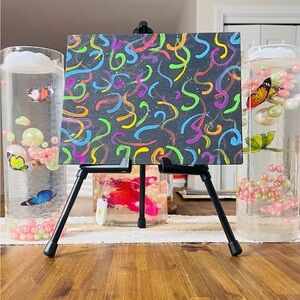 Abstract Multicolor Canvas Art on Easel